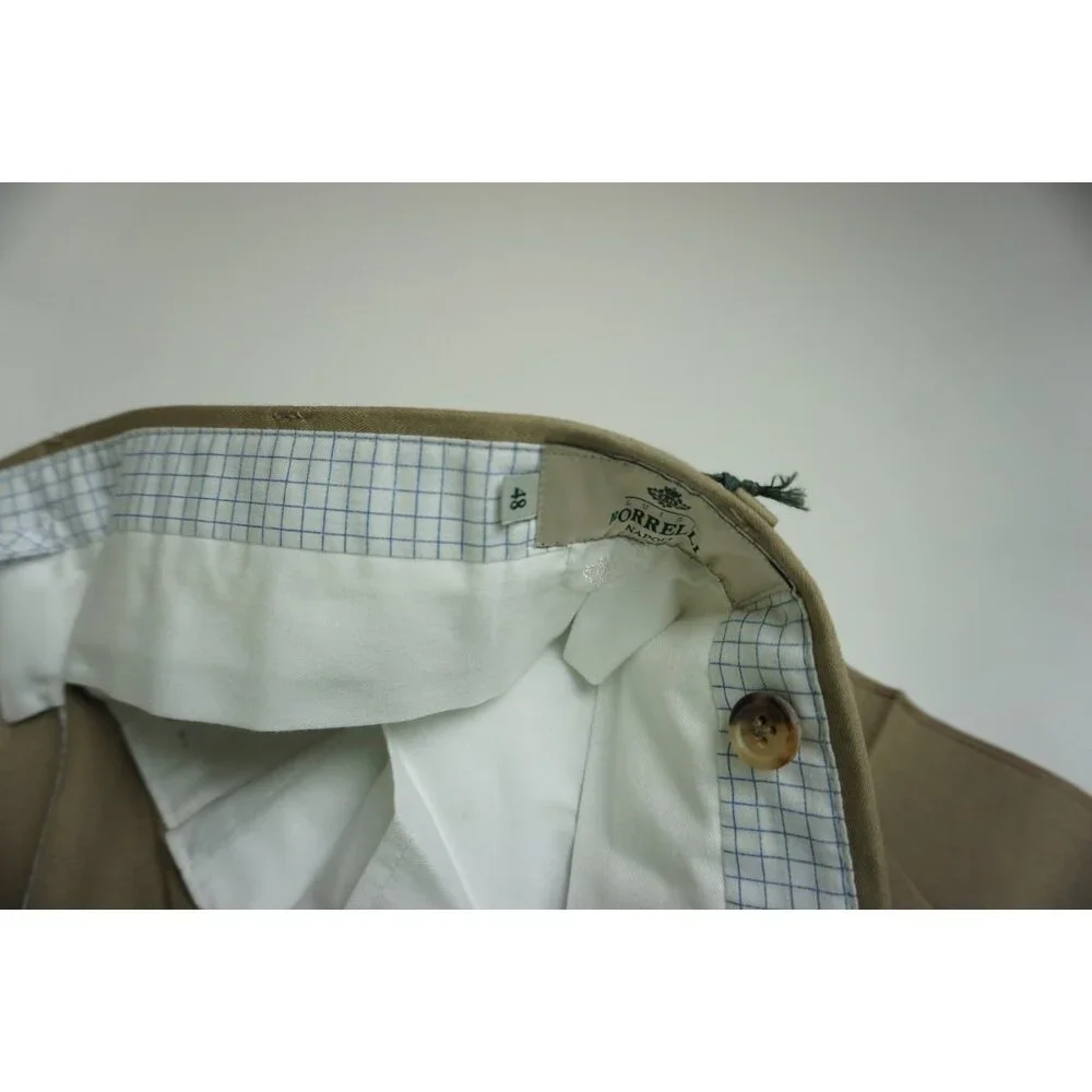 Luigi Borrelli Khaki Brown 100% Cotton Pants Sz 48 NEW